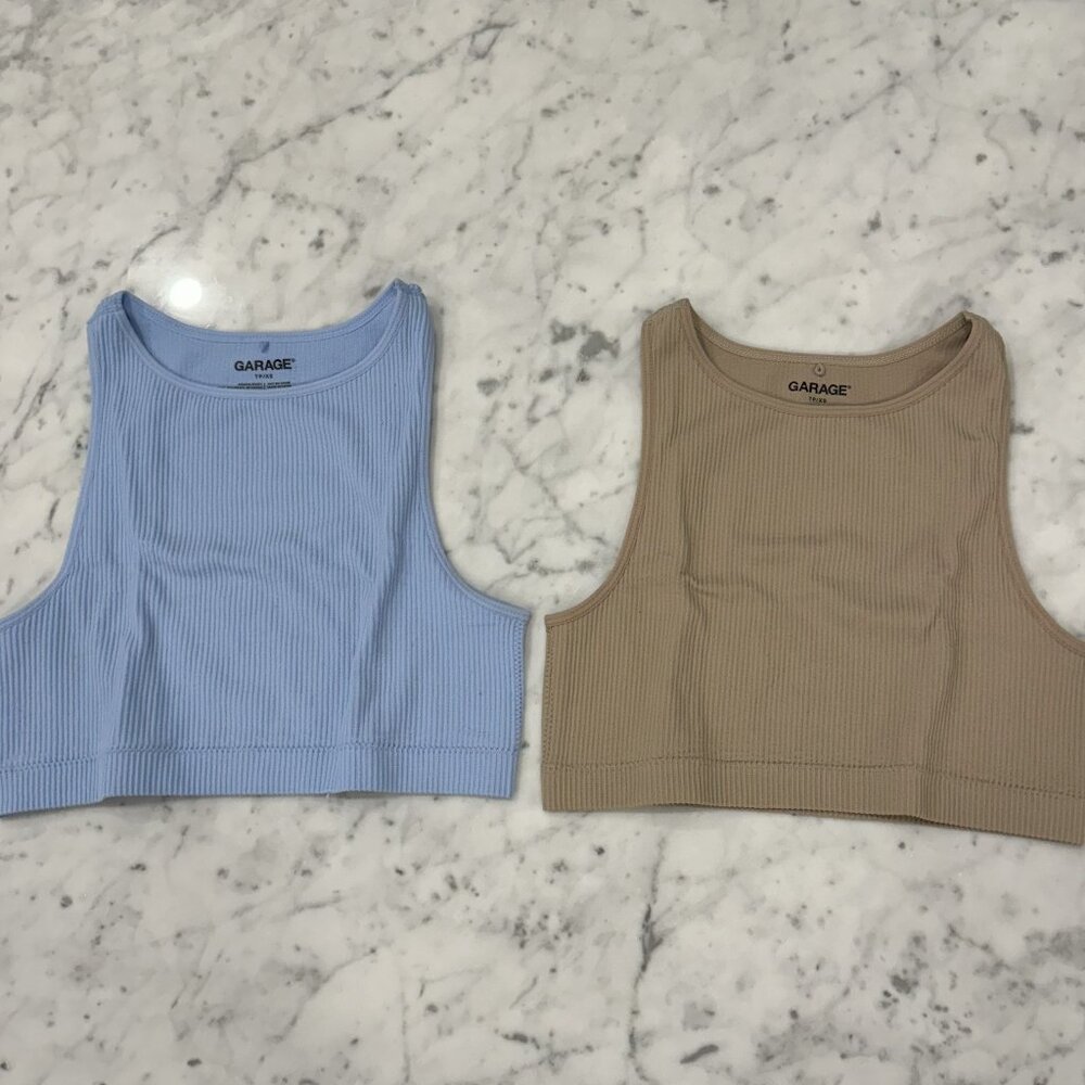 2 Garage Ribbed Lined Tank Tops - Size XS (Sold as a pair)